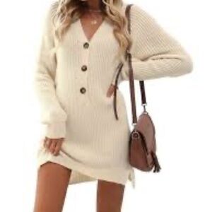 Elegant Cream Knit Dress